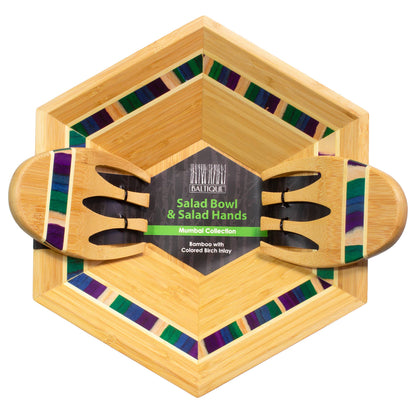 Baltique® Mumbai Collection 14" Salad Bowl with Salad Hands - Decor Addict, LLC