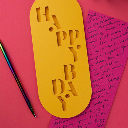 Happy Bday #10 Slim Sleeve Card - Citrus - Decor Addict, LLC