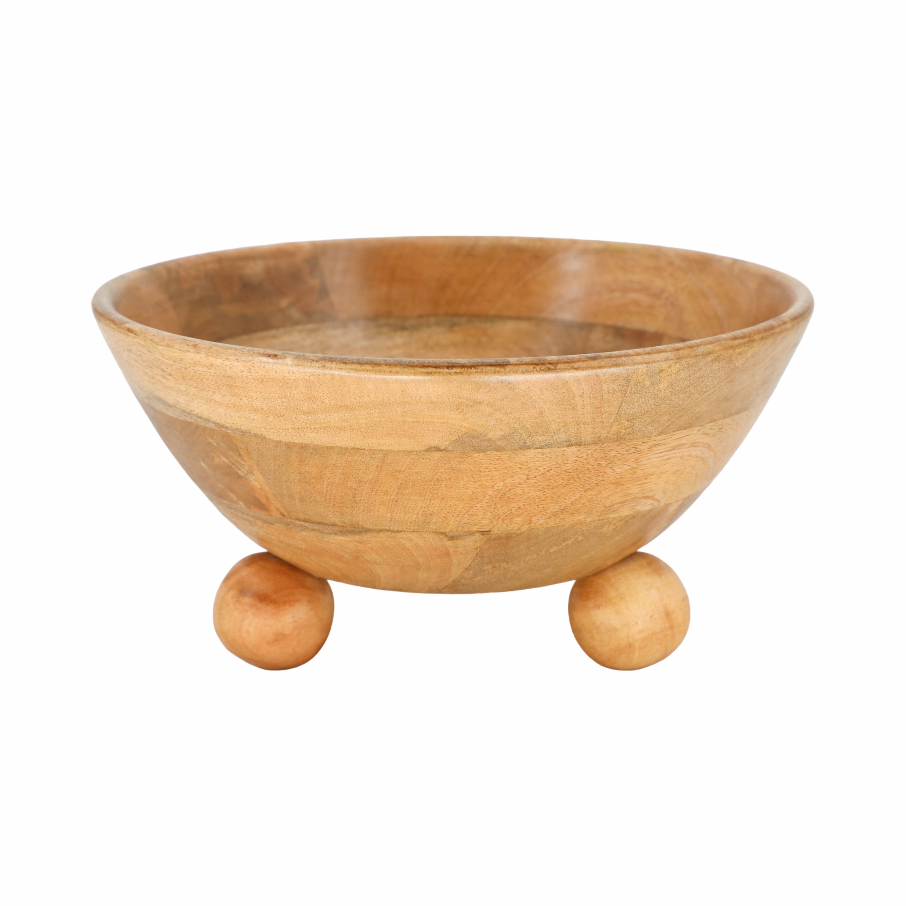 12" Bowl With Ball Feet, Nat - Decor Addict, LLC
