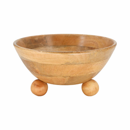 12" Bowl With Ball Feet, Nat - Decor Addict, LLC