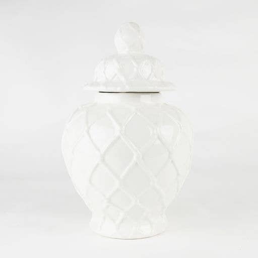 White Textured Ginger Jar - Large - Decor Addict, LLC
