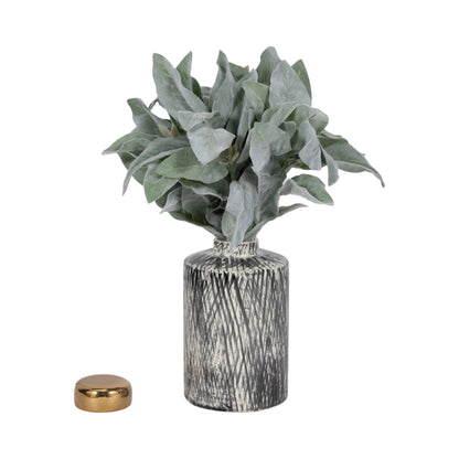 Black/White 10 in. Ceramic Novelty Cross Hatch Ginger Jar - Decor Addict, LLC