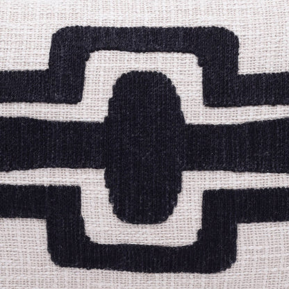 Seanna Geometric Handmade Decorative Throw Pillow: Onyx/ivory / 16" x 24" - Decor Addict, LLC