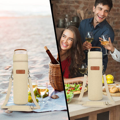 1 Bottle Wine Carrier Bag: Beige / 1 Bottle - Decor Addict, LLC