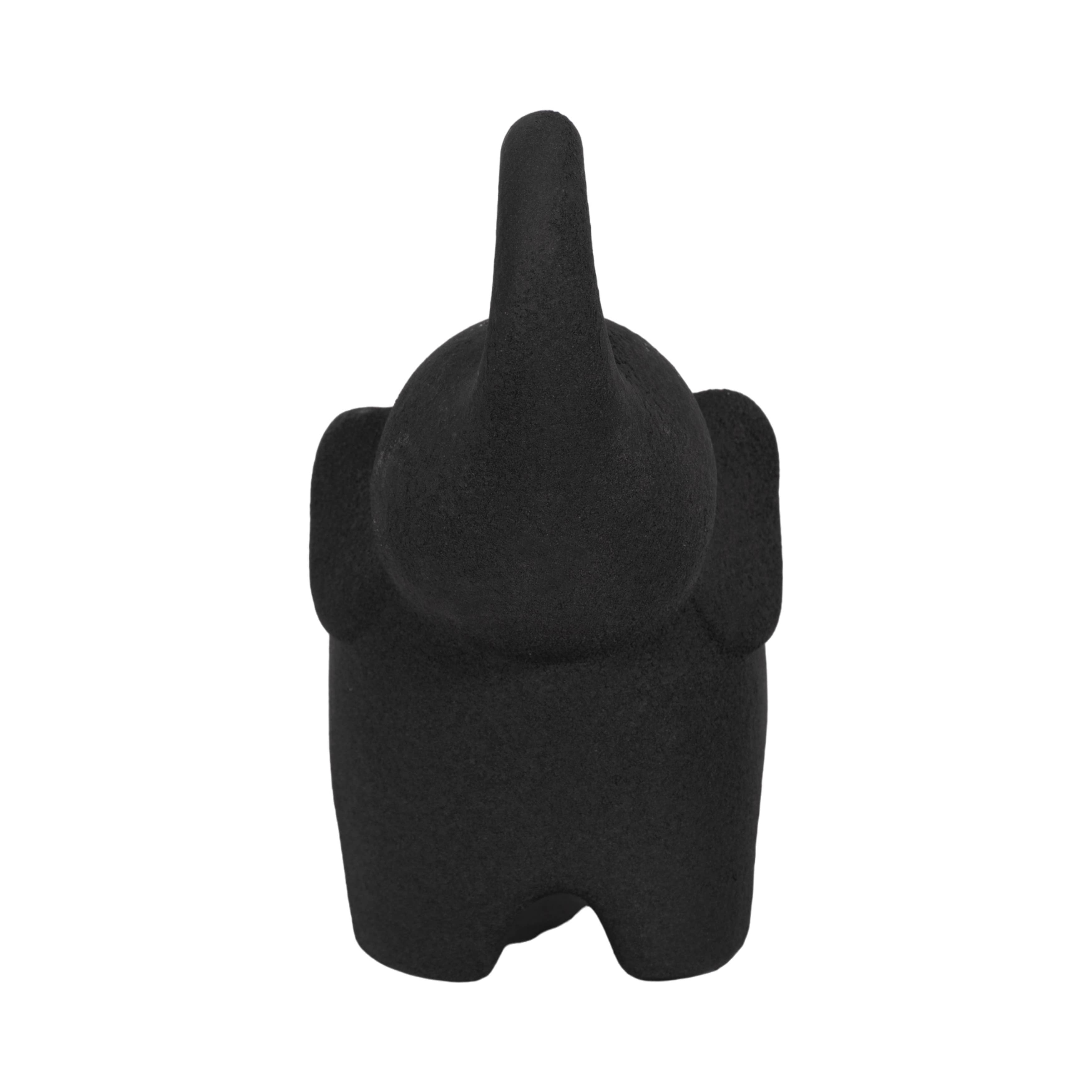 Black 8 in. Porcelain Elephant with Rough Texture Figurine - Decor Addict, LLC