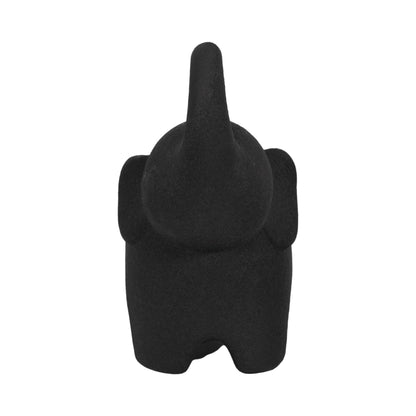 Black 8 in. Porcelain Elephant with Rough Texture Figurine - Decor Addict, LLC