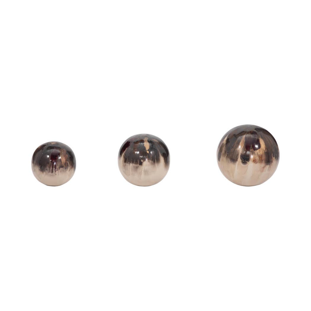 Metal Modern Abstract Sphere Set of 3 - Ivory, 4/5/6 in.