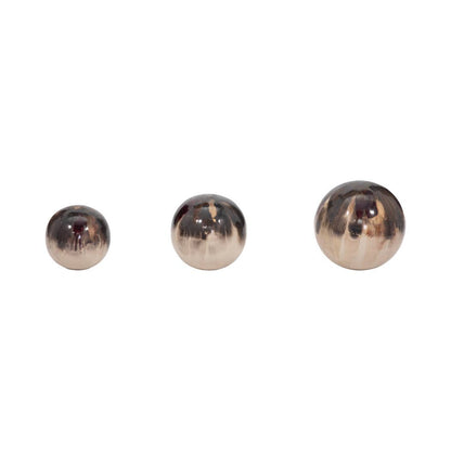 Metal Modern Abstract Sphere Set of 3 - Ivory, 4/5/6 in.