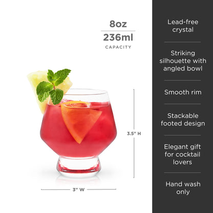 Raye Footed Crystal Punch Glasses Set of 2 - Decor Addict, LLC