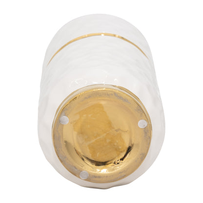 5x10"h Belted Vase, White/gold - Decor Addict, LLC