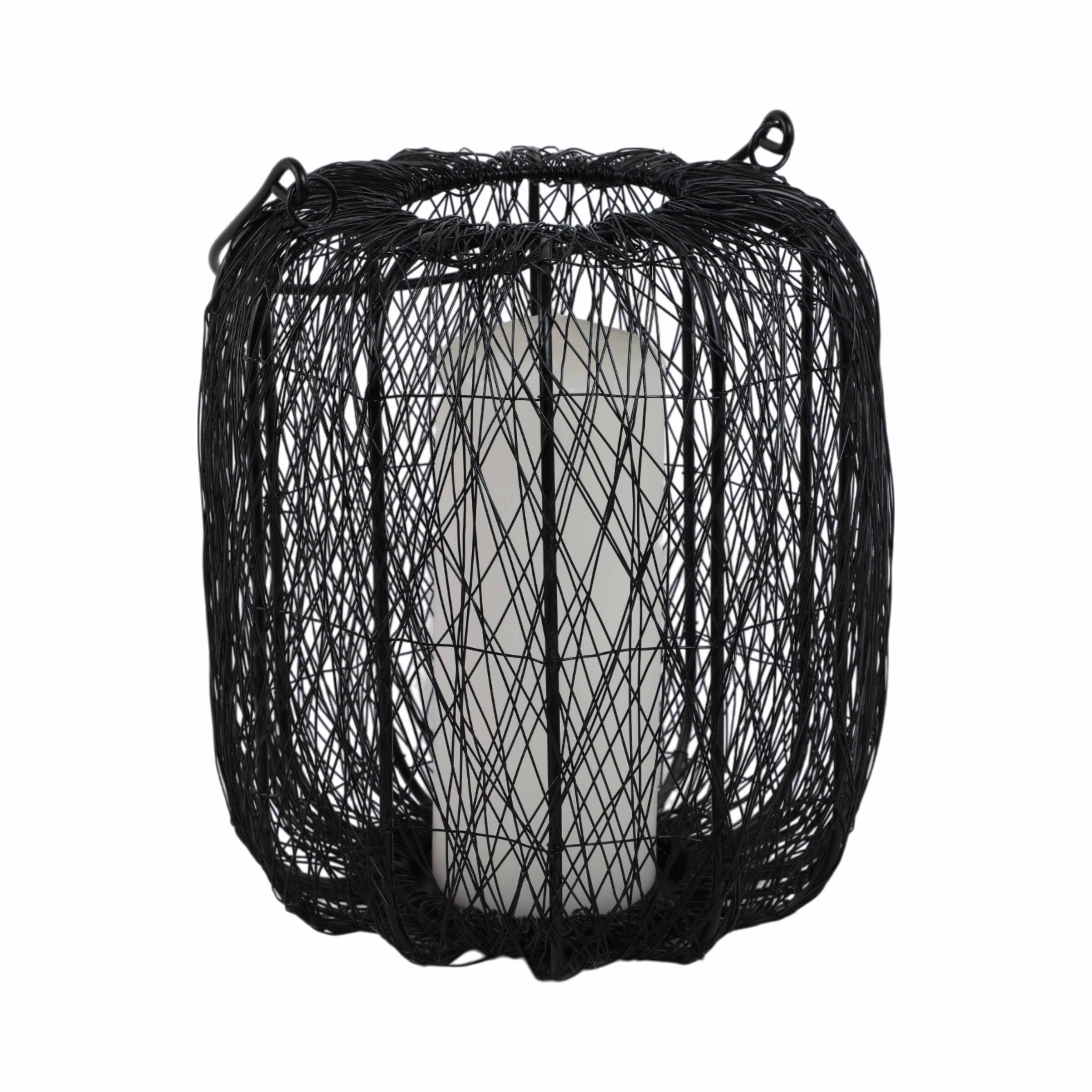 Metal, 10"h Wire Lantern, Black - Decor Addict, LLC