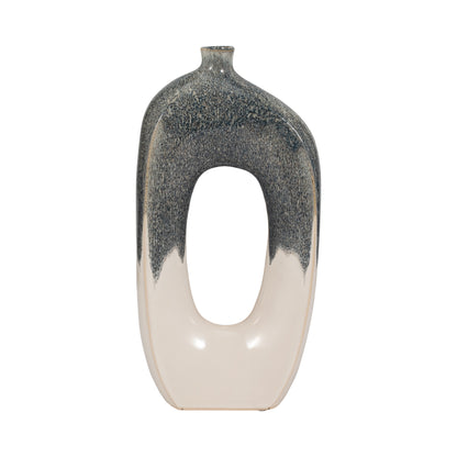 Cer, 16" Curvy Open Cut-out Vase, Blue/white - Decor Addict, LLC