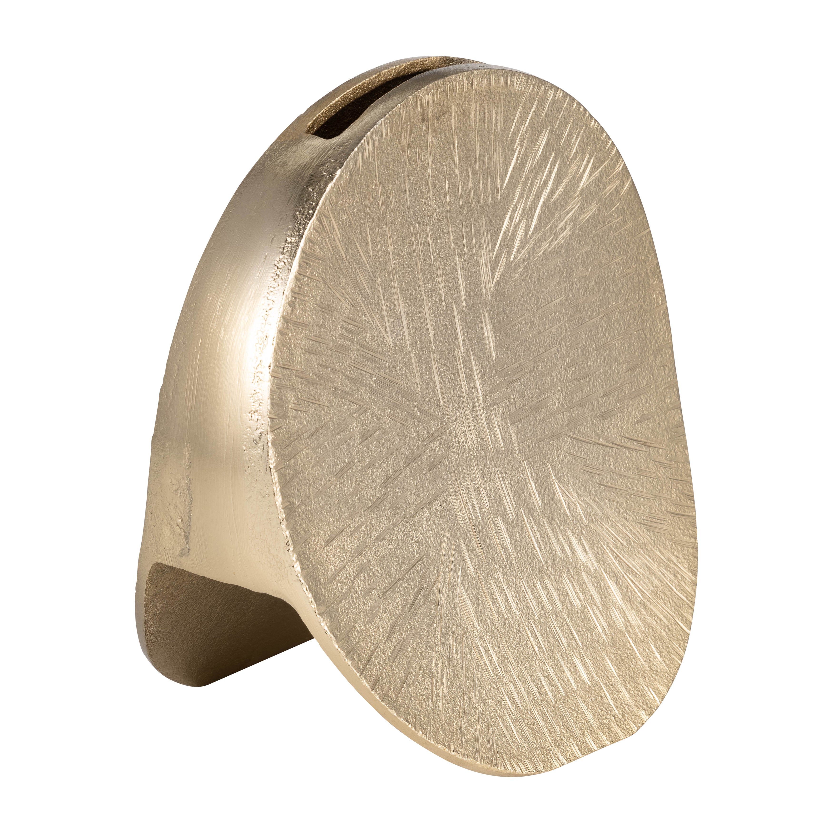 Metal, 8" Etched Oval Vase, Champagne - Decor Addict, LLC