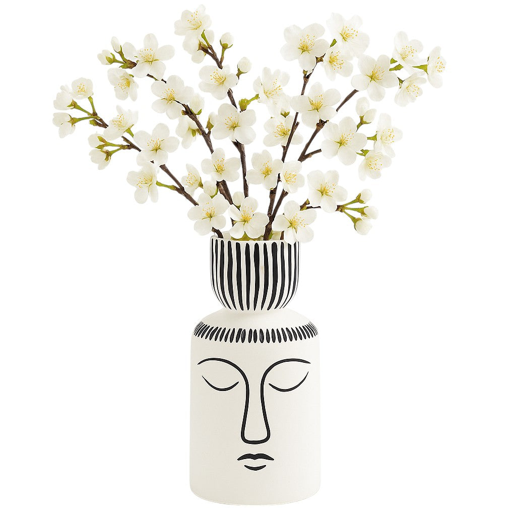 Cer, 11"h Sleeping Man Flower Vase, Wht/blk - Decor Addict, LLC