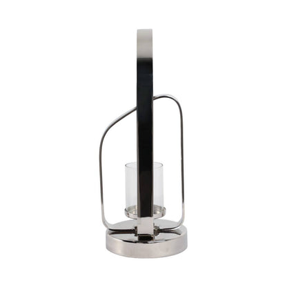 Candle Holder - Silver Metal Stylish Hurricane, 17 in. - Decor Addict, LLC