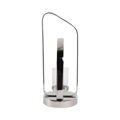 Candle Holder - Silver Metal Stylish Hurricane, 17 in. - Decor Addict, LLC