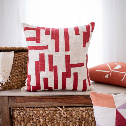 Modern/Contemporary Geometric Hand-Woven Throw Pillow: Ivory / 20" x 20" - Decor Addict, LLC