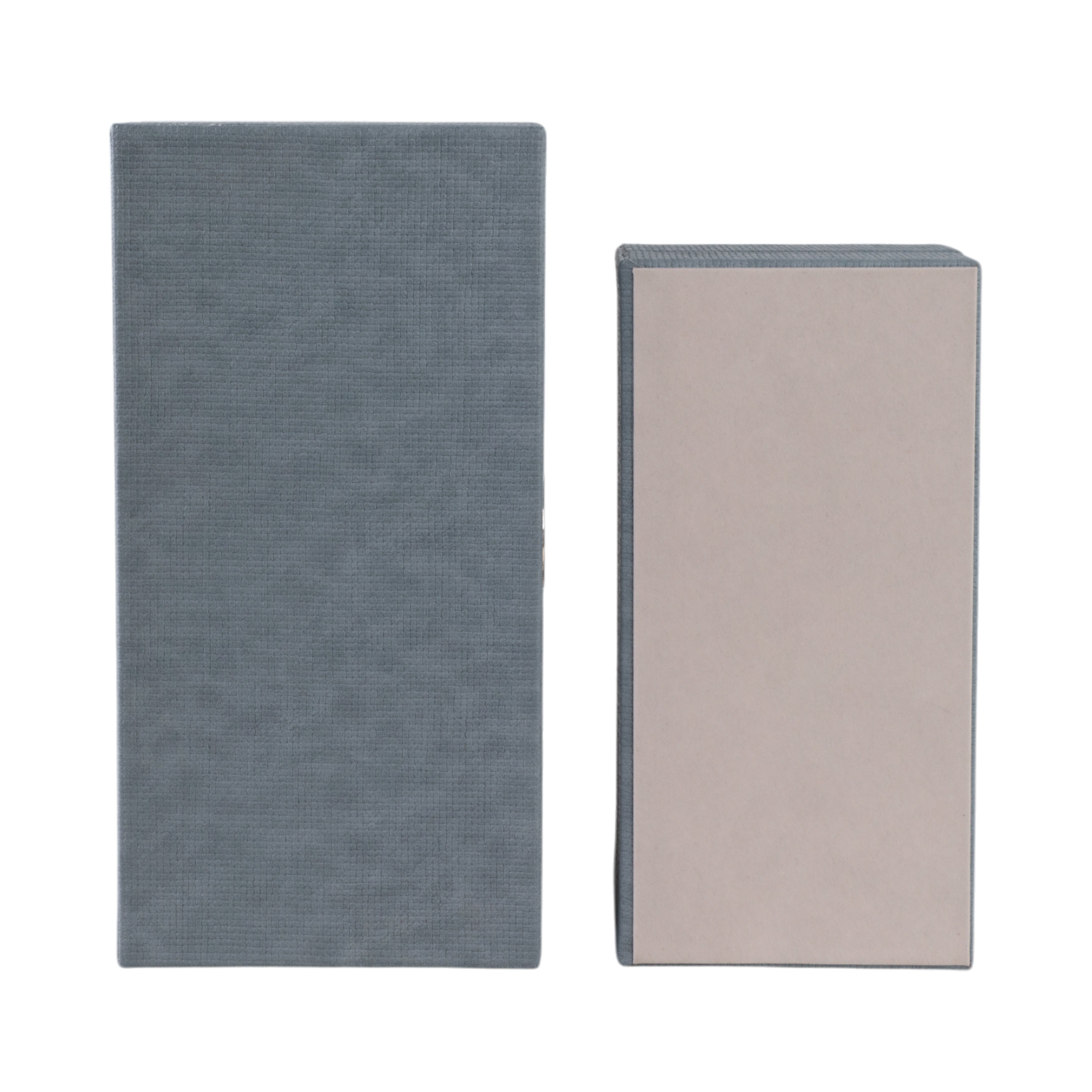 S/2 12/14" Rectangular Faux Leather Boxes, Blue - Decor Addict, LLC