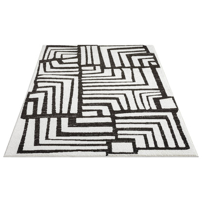 Abani Rugs Nomad NOM130A Cream Grey Multi-Box Pattern Rug: 2' x 3' - Decor Addict, LLC