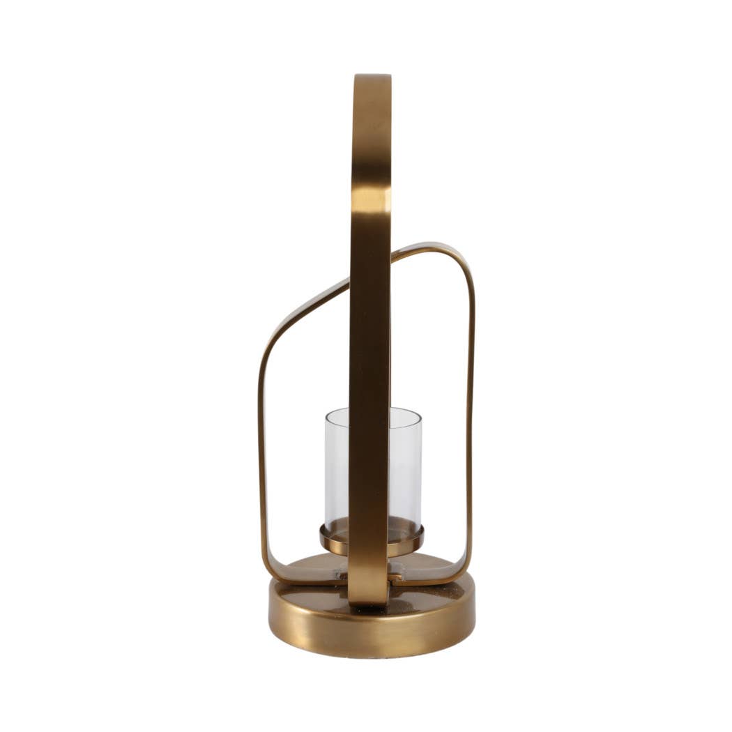 Candle Holder - Gold Metal Stylish Hurricane, 17 in. - Decor Addict, LLC