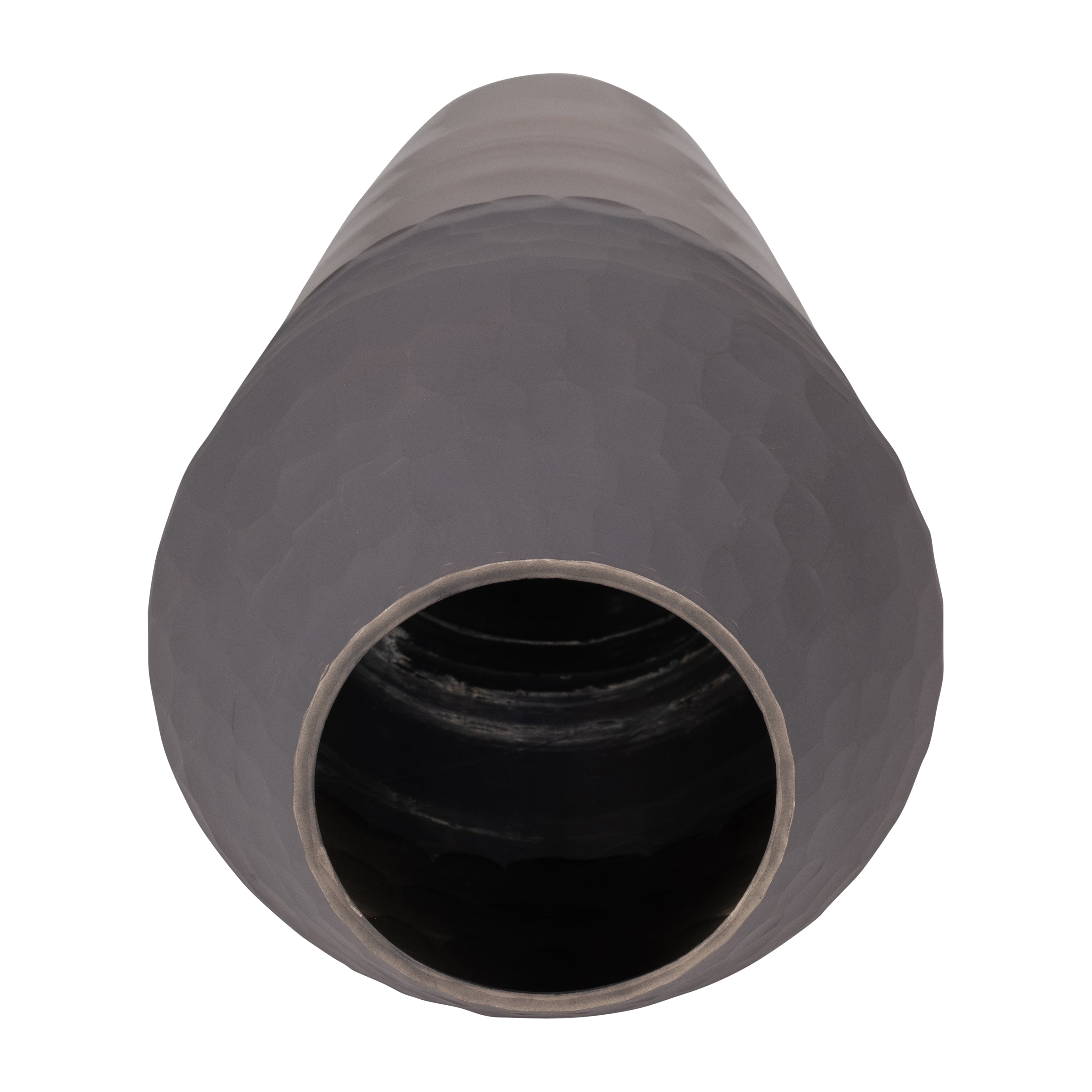 Glass, 17" 2-tone Hand-cut Vase, Metallic - Decor Addict, LLC