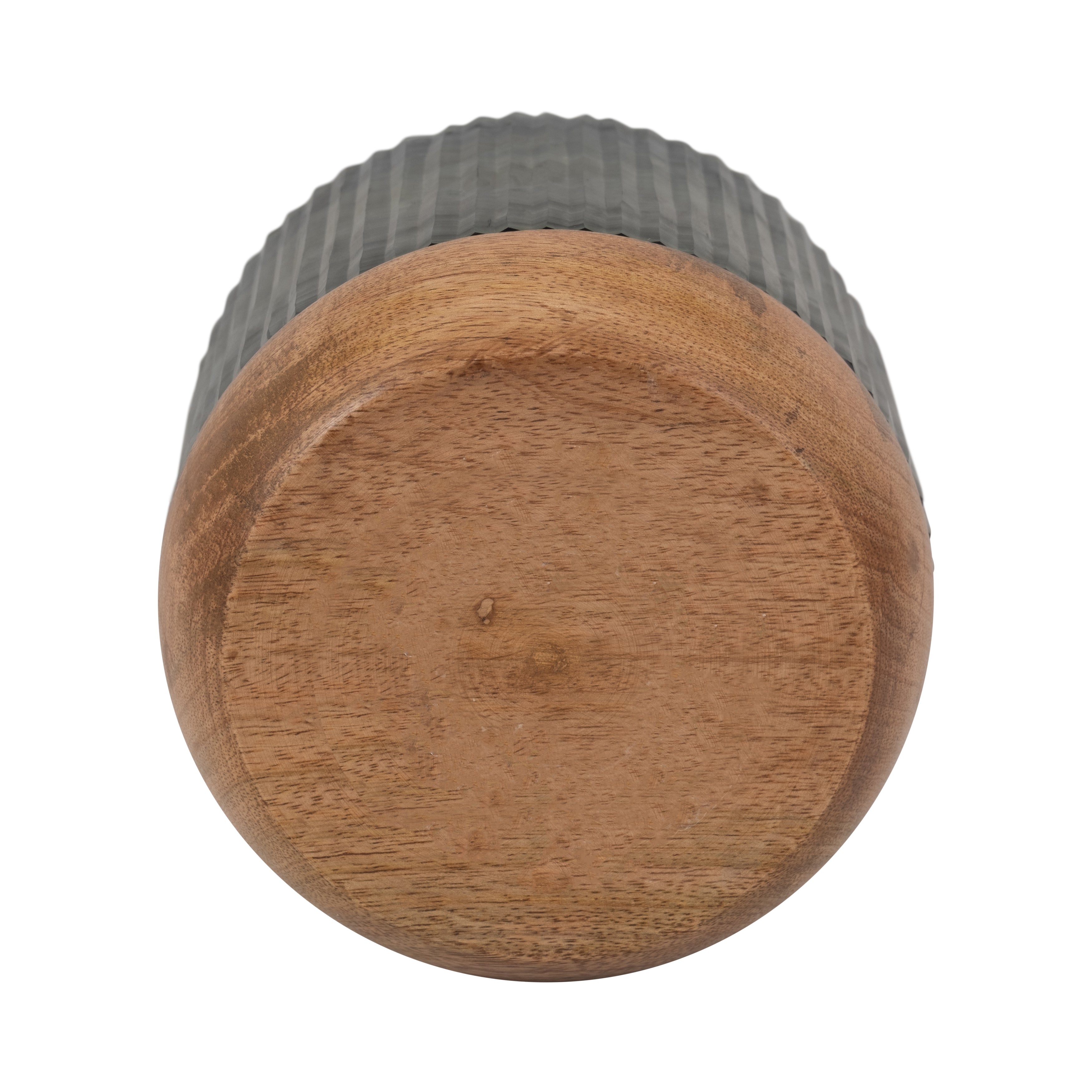 6" 42oz Glass Candle W/ Wood Base, Green - Decor Addict, LLC