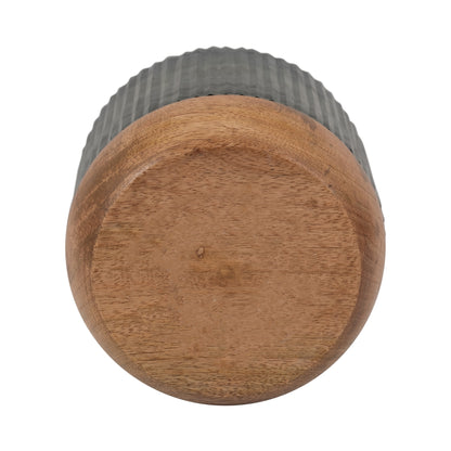 6" 42oz Glass Candle W/ Wood Base, Green - Decor Addict, LLC