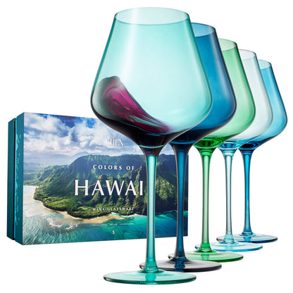 Beaches of Hawaii Wine Glassware | 5 Set, 20 OZ -