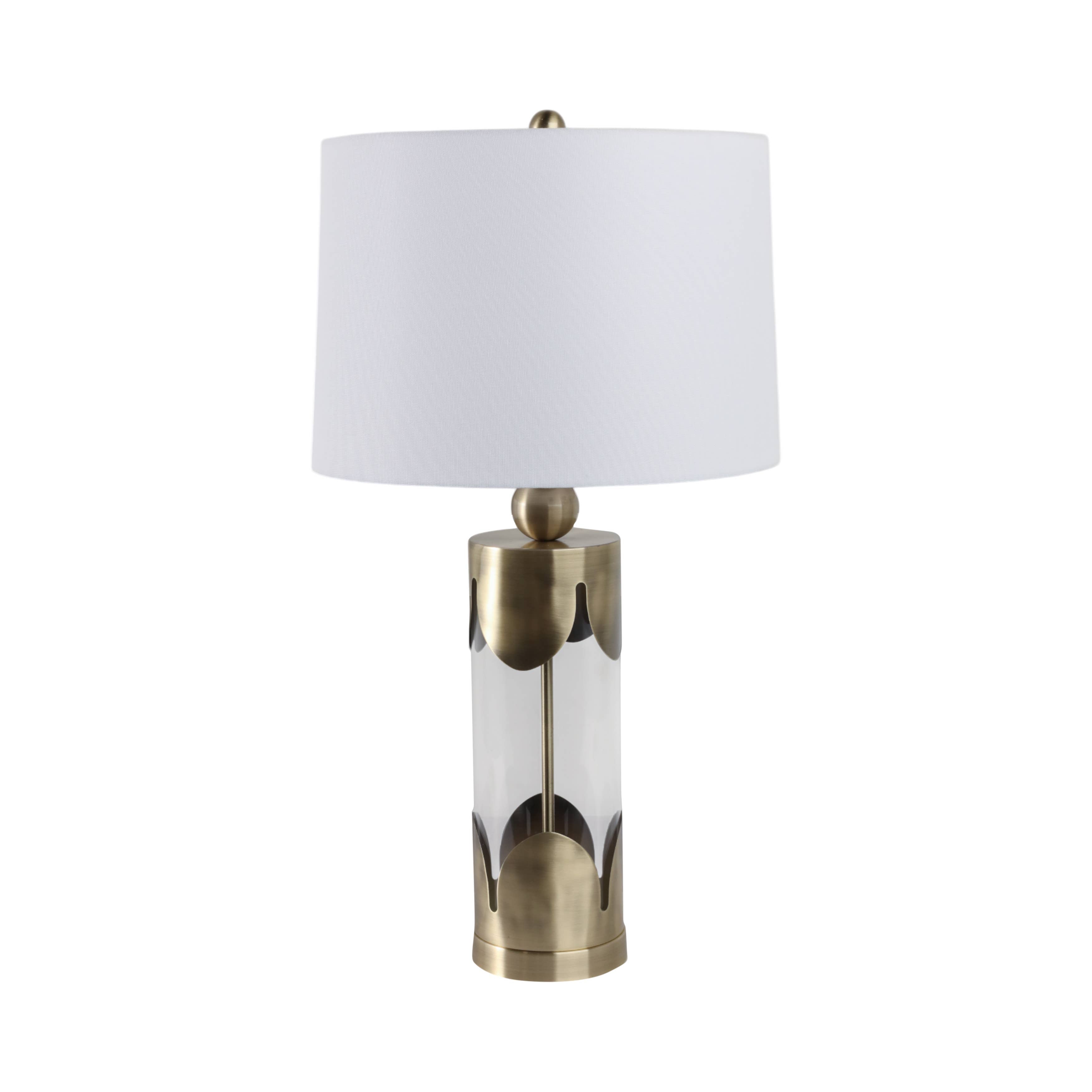 Table Lamp - Gold Glass/Metal Scallop Border, 30 in. - Decor Addict, LLC