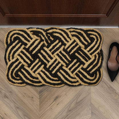 Black/Tan Woven Doormat - Decor Addict, LLC