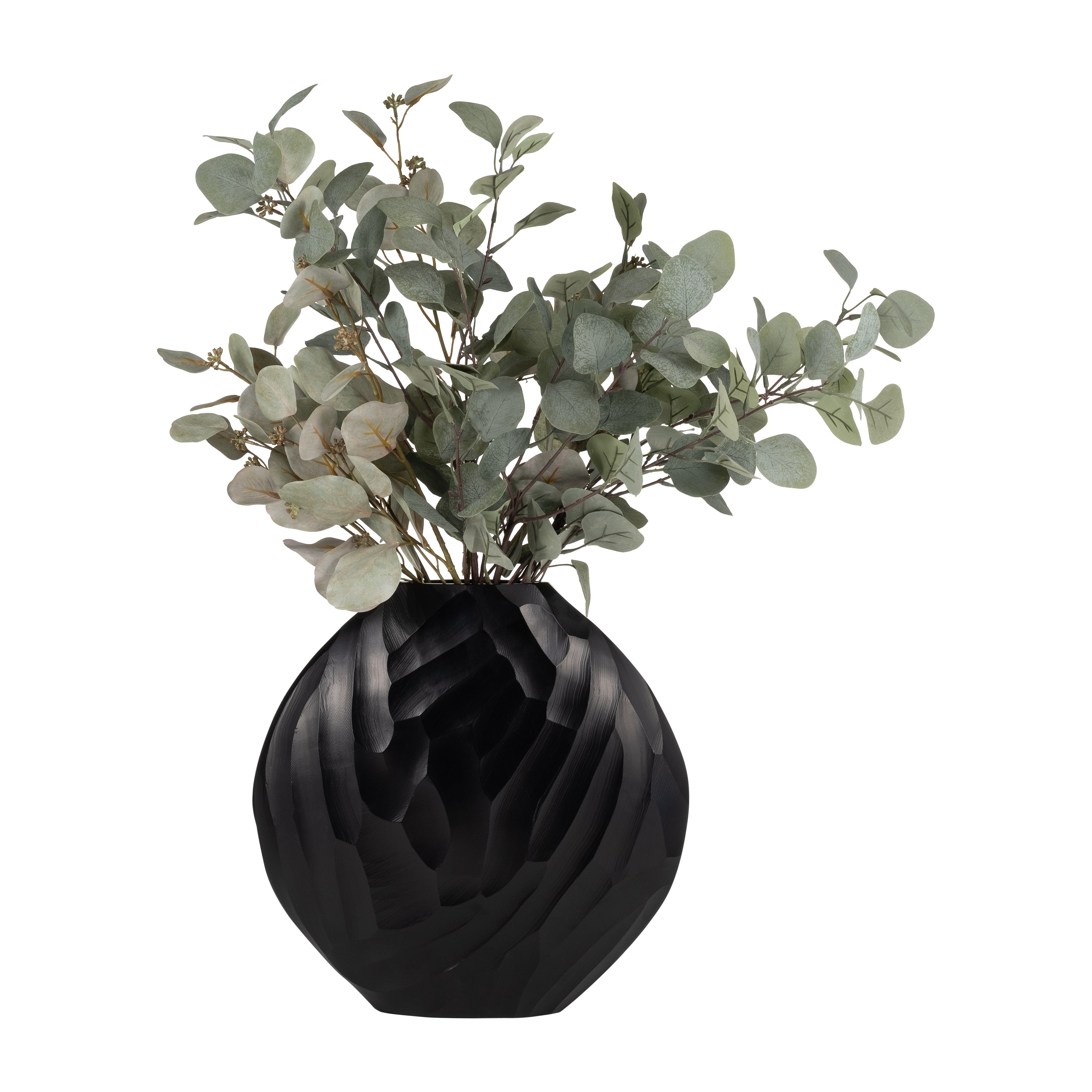Aluminum 14"h Hammered Vase, Matte Black - Decor Addict, LLC