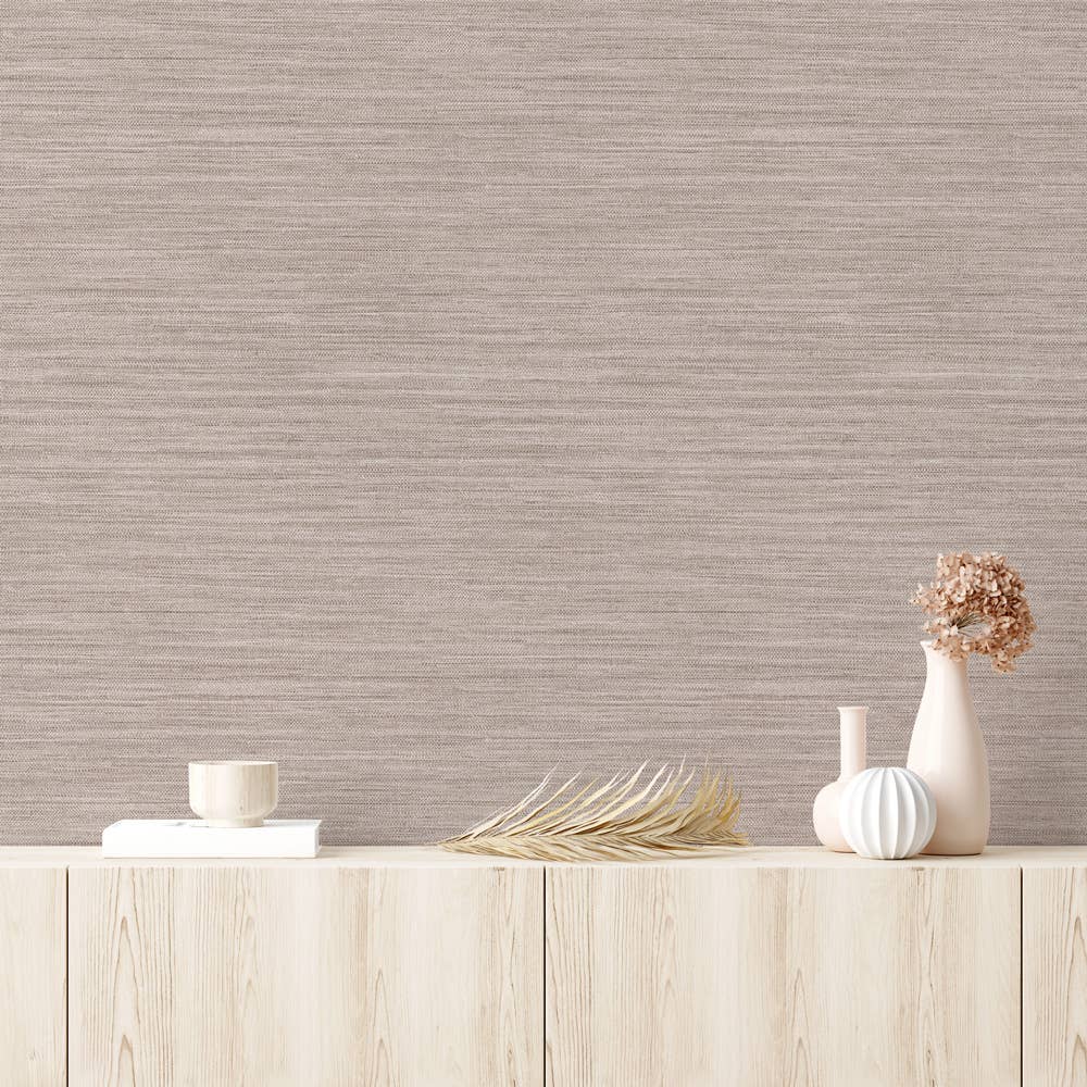 Horizontal Grasscloth Pewter P&S Wallpaper, 28 sq. ft.: Pewter - Decor Addict, LLC