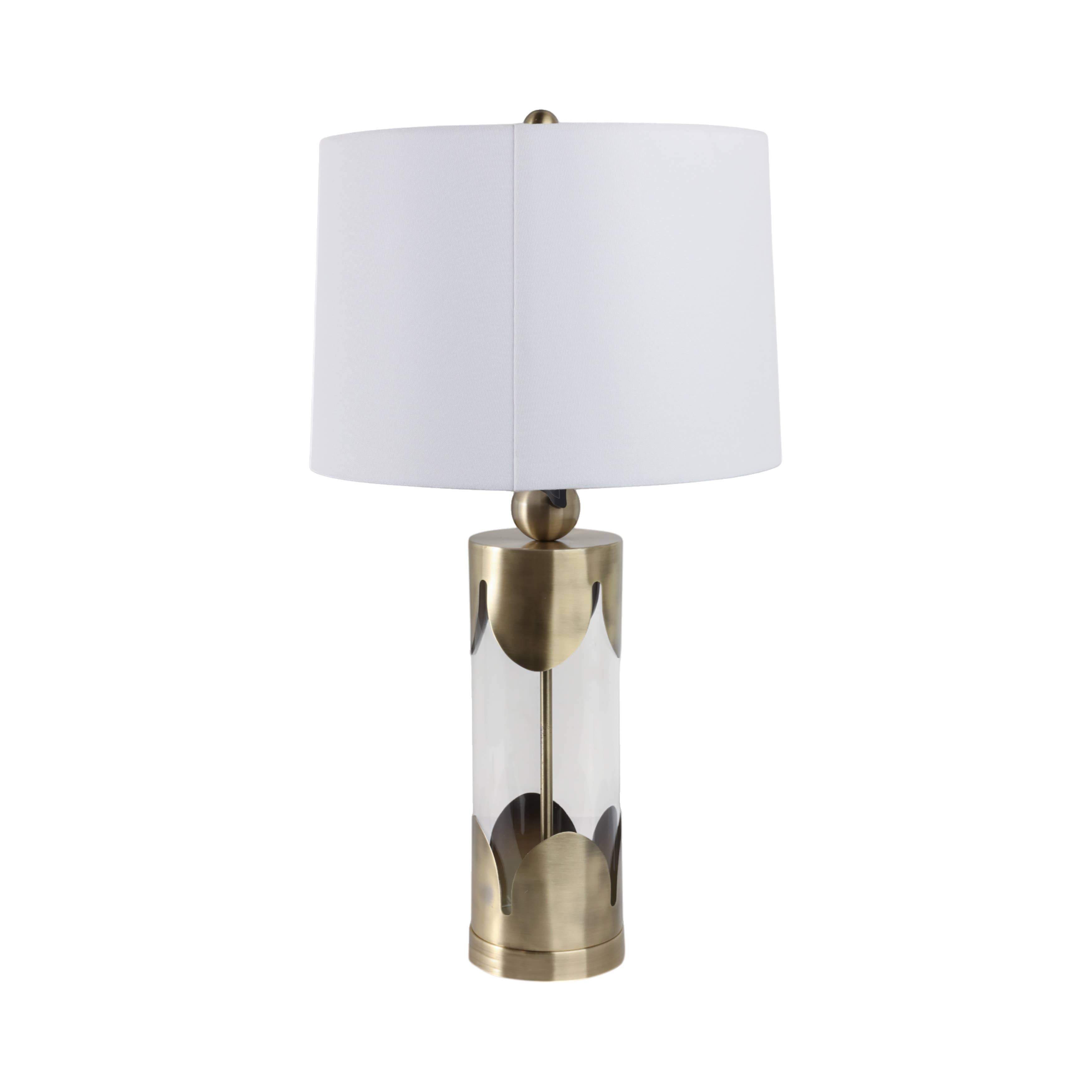 Table Lamp - Gold Glass/Metal Scallop Border, 30 in. - Decor Addict, LLC