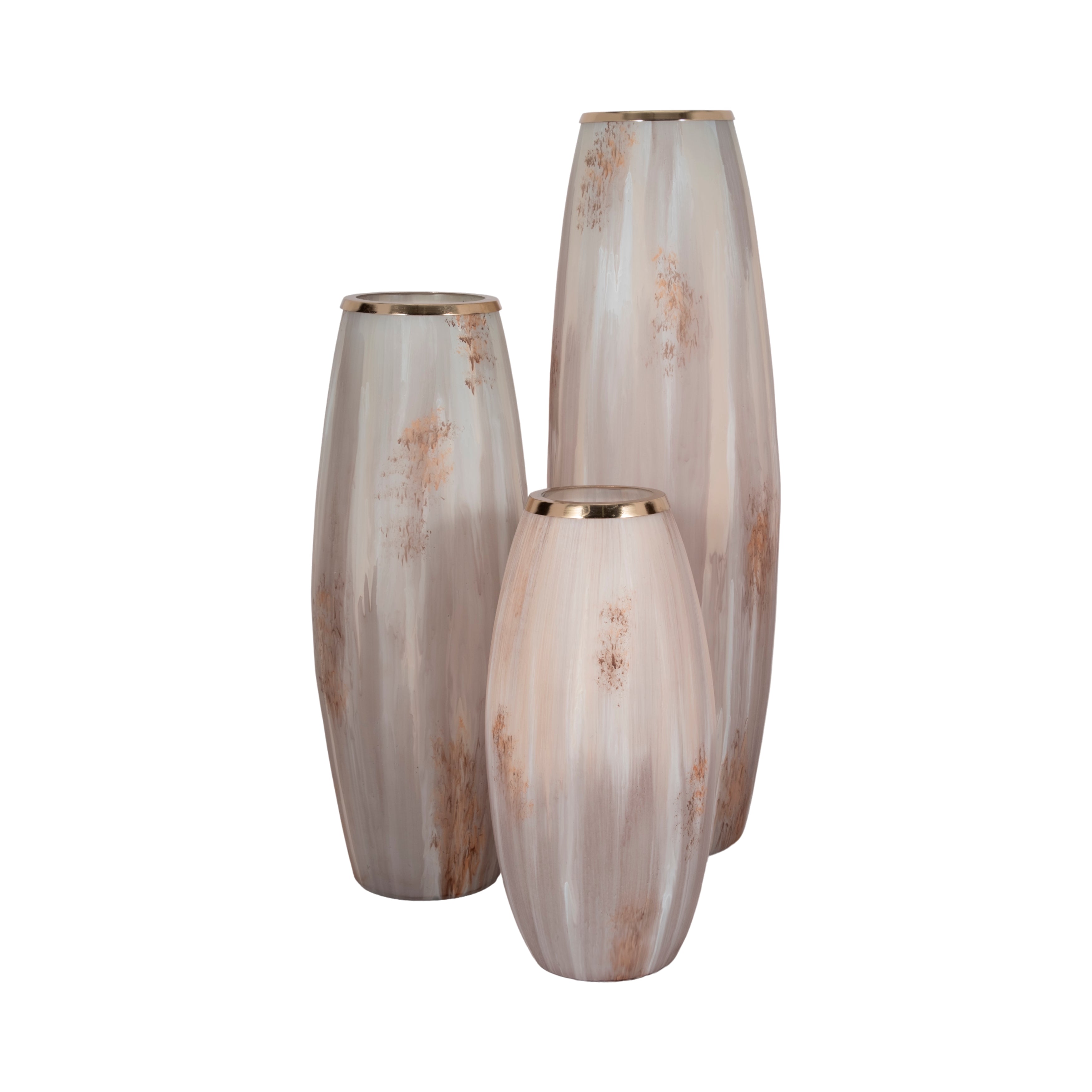 24" Curved Glass Vase Opal Finish, Ivory Multi - Decor Addict, LLC