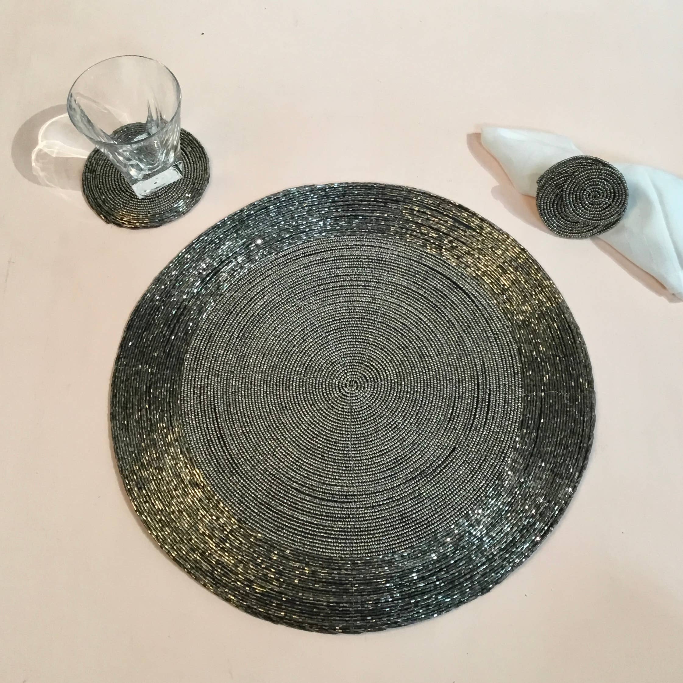 Beaded Silver Place Set (3-Piece) - Decor Addict, LLC