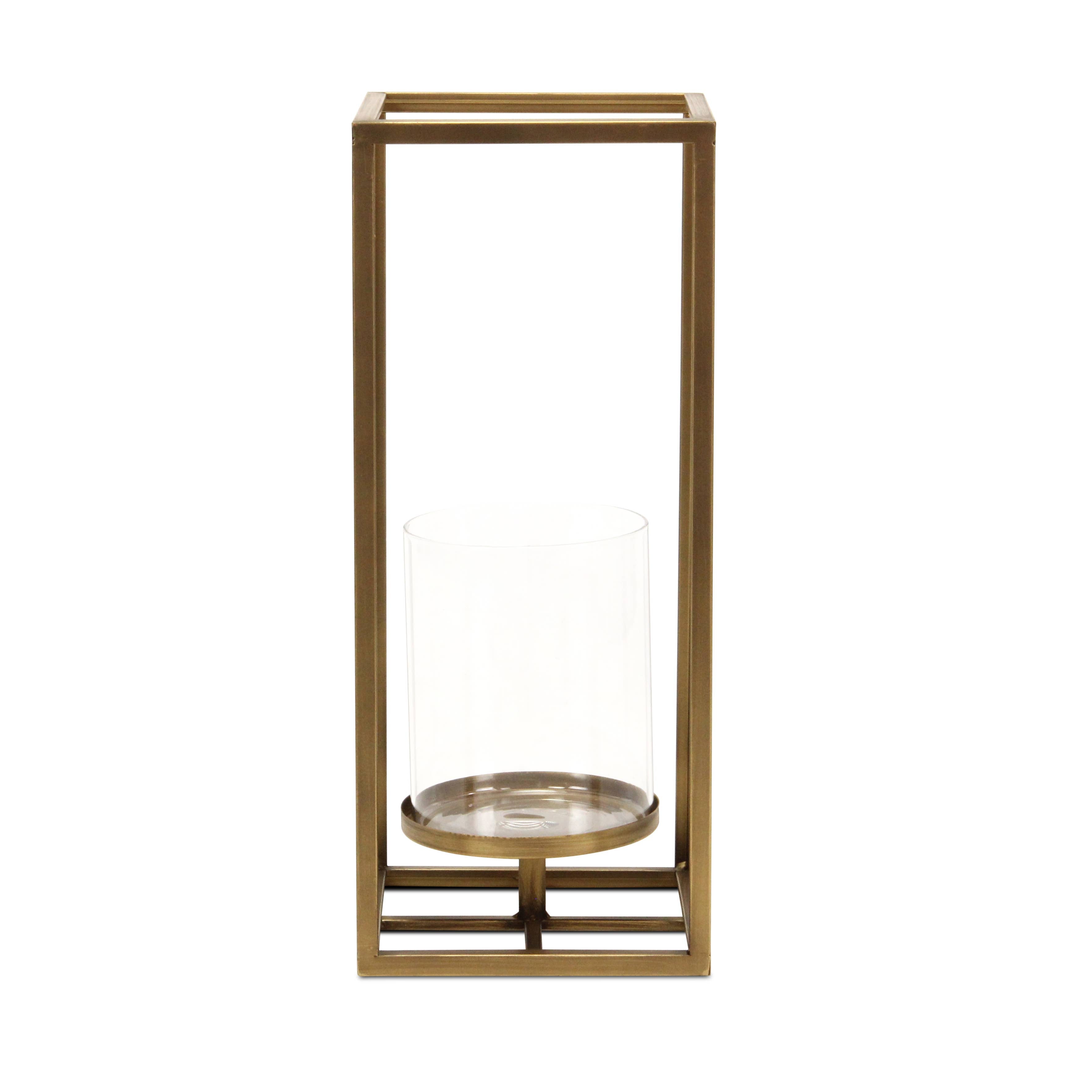 Pembertale Tall Square Gold Metal Lantern: Large - Decor Addict, LLC