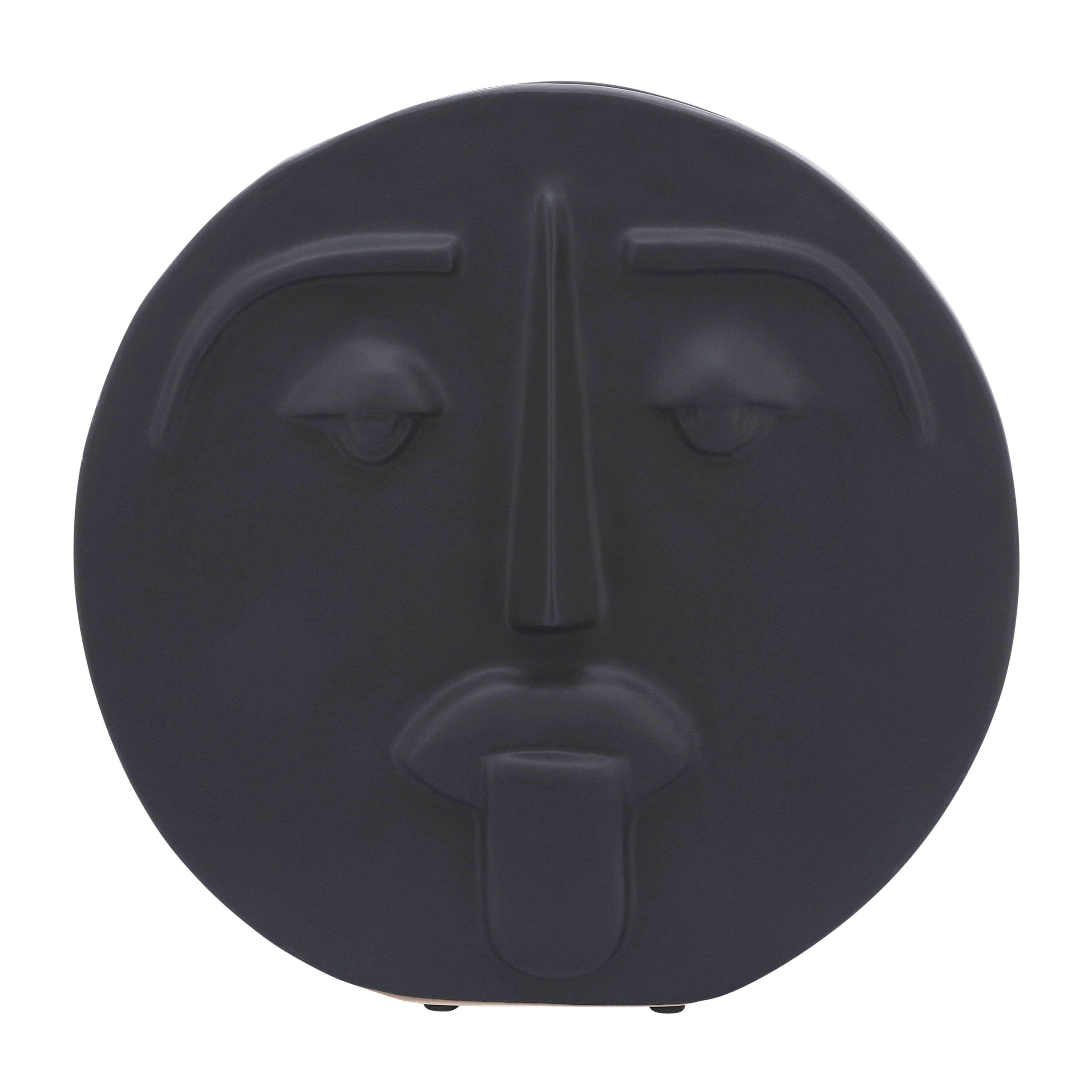 Cer, 10" Sad Face Vase, Black - Decor Addict, LLC