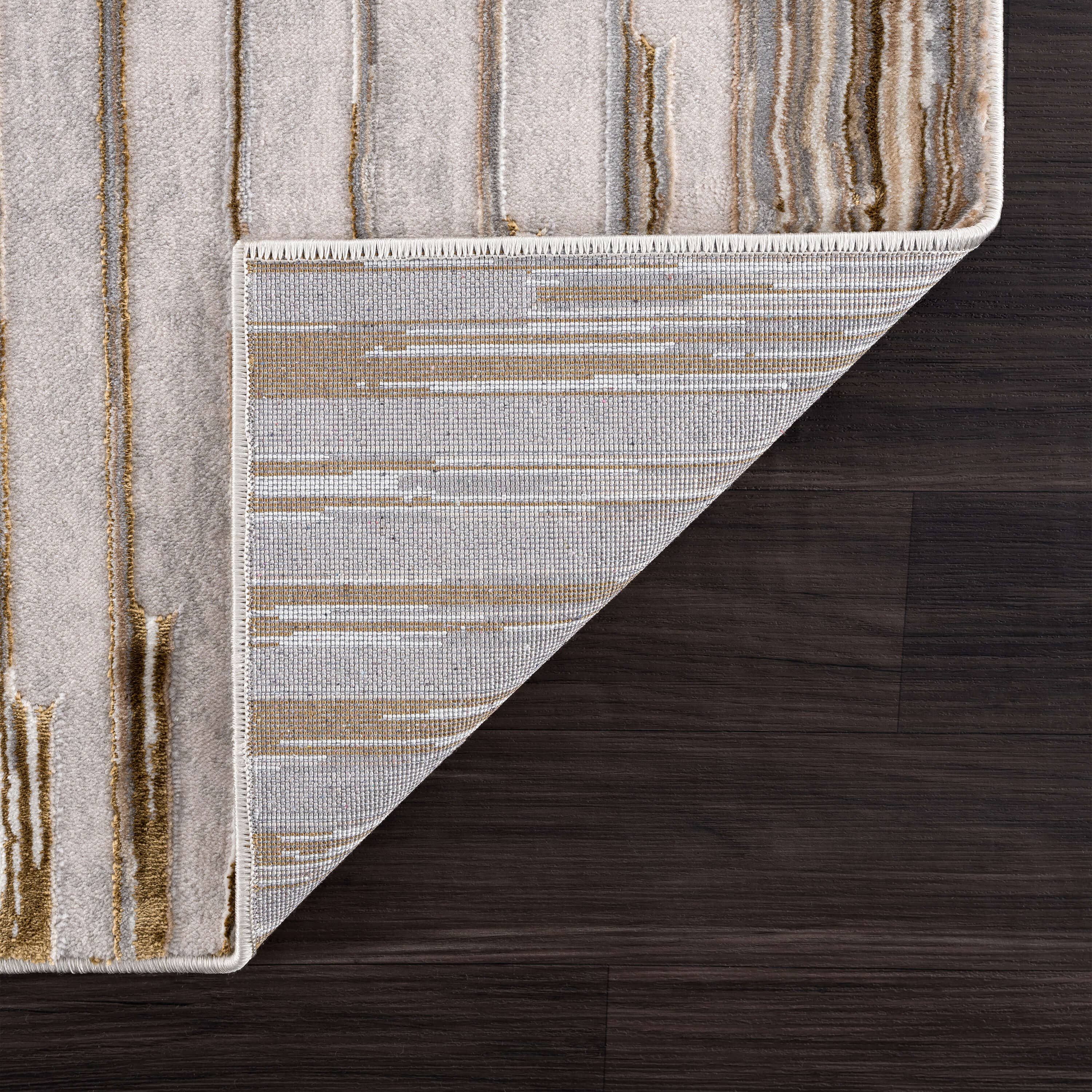 Abani Rugs Regal REG160A Beige Ivory Striped Mid Century Rug: 2' x 3' - Decor Addict, LLC