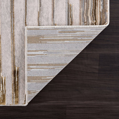 Abani Rugs Regal REG160A Beige Ivory Striped Mid Century Rug: 2' x 3' - Decor Addict, LLC