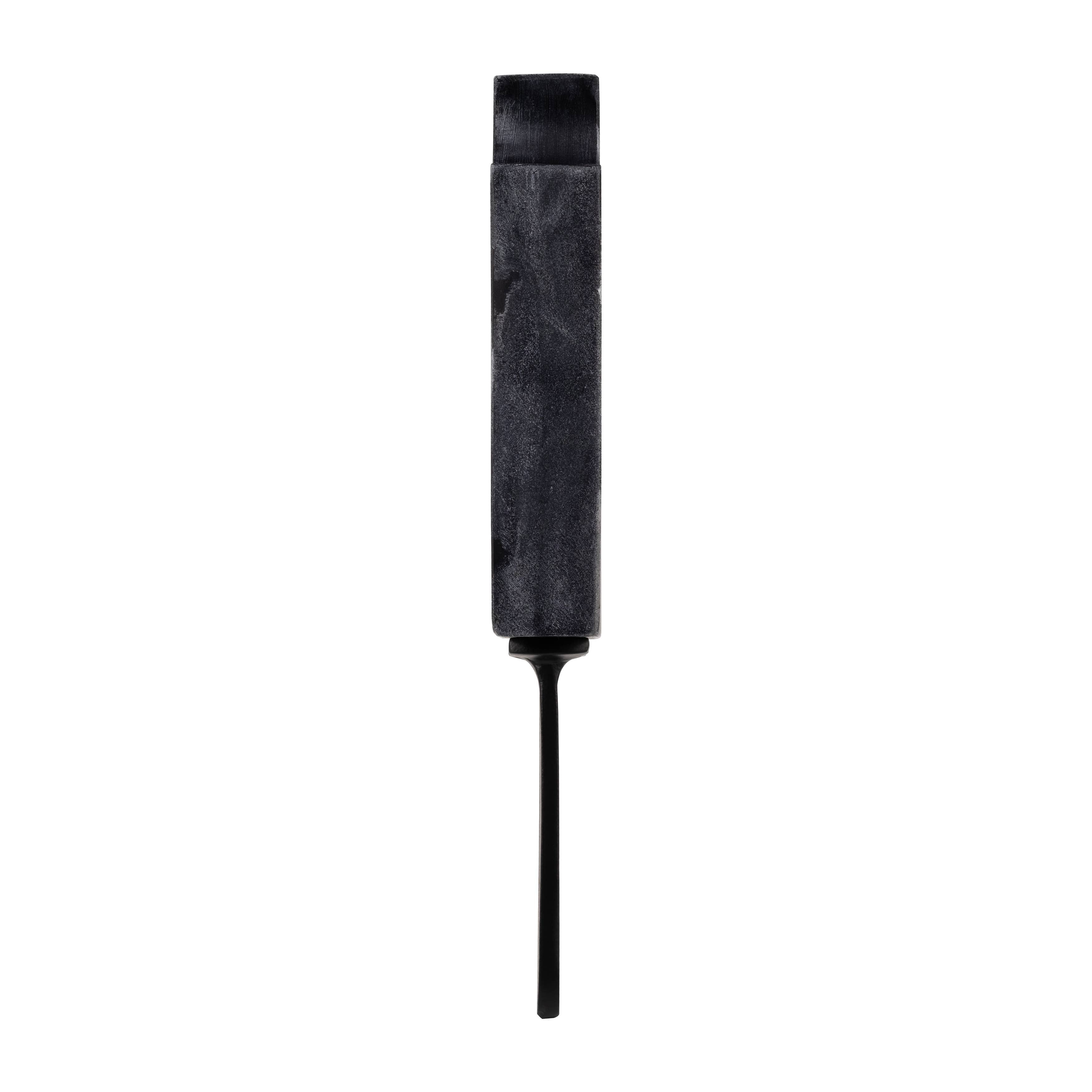 Black 13 in. Aluminum and Marble Bitten Popsicle Figurine - Decor Addict, LLC