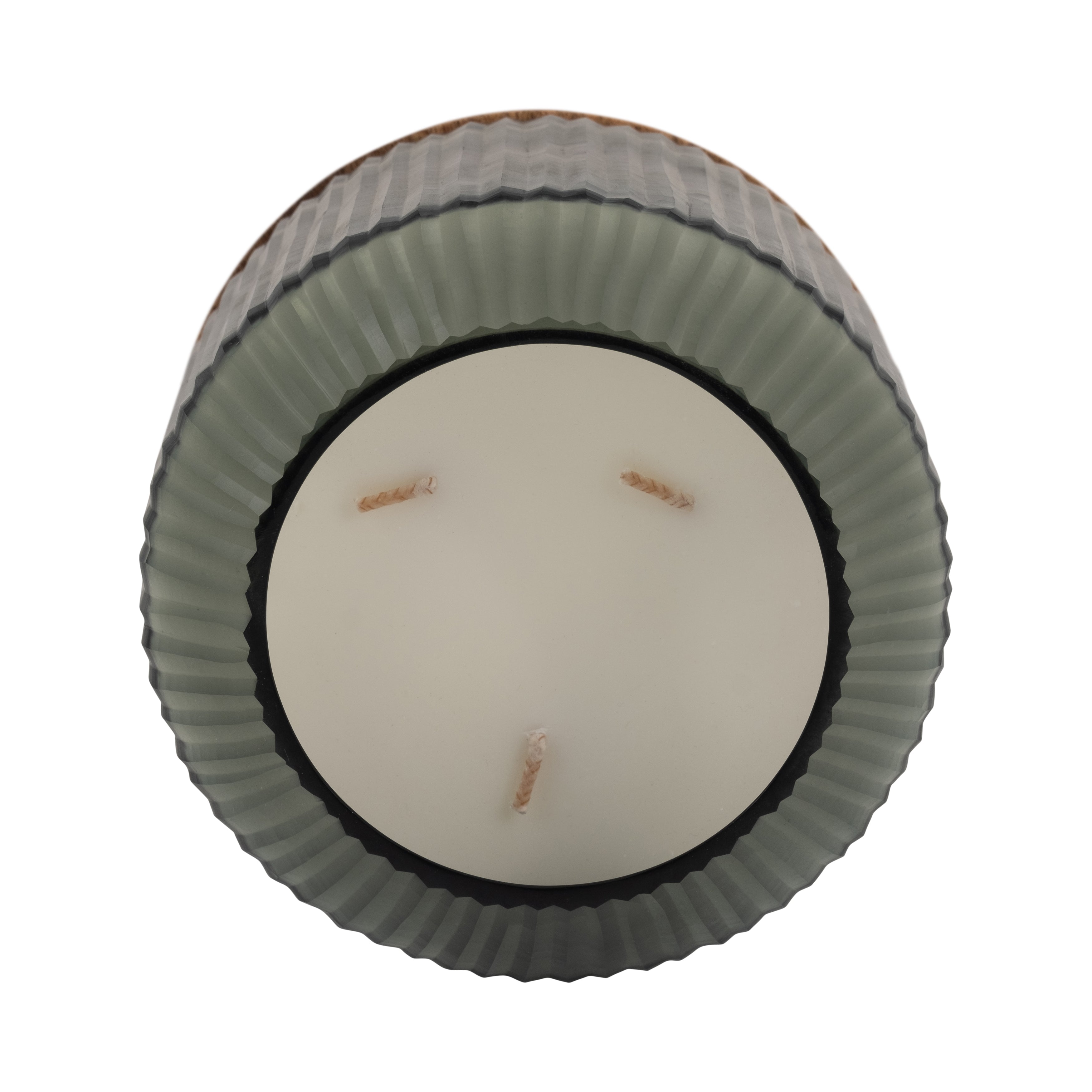 6" 42oz Glass Candle W/ Wood Base, Green - Decor Addict, LLC