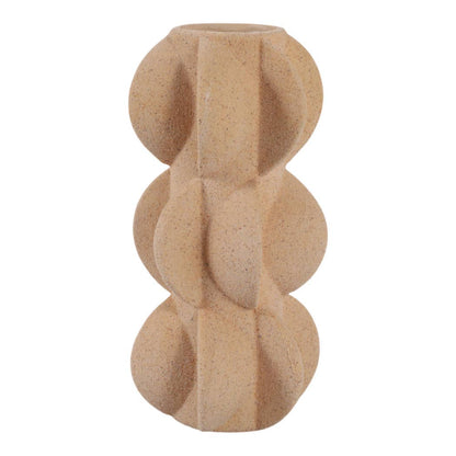Decorative Vase - Tan Ceramic 3D Printed Textured, 11 in. - Decor Addict, LLC