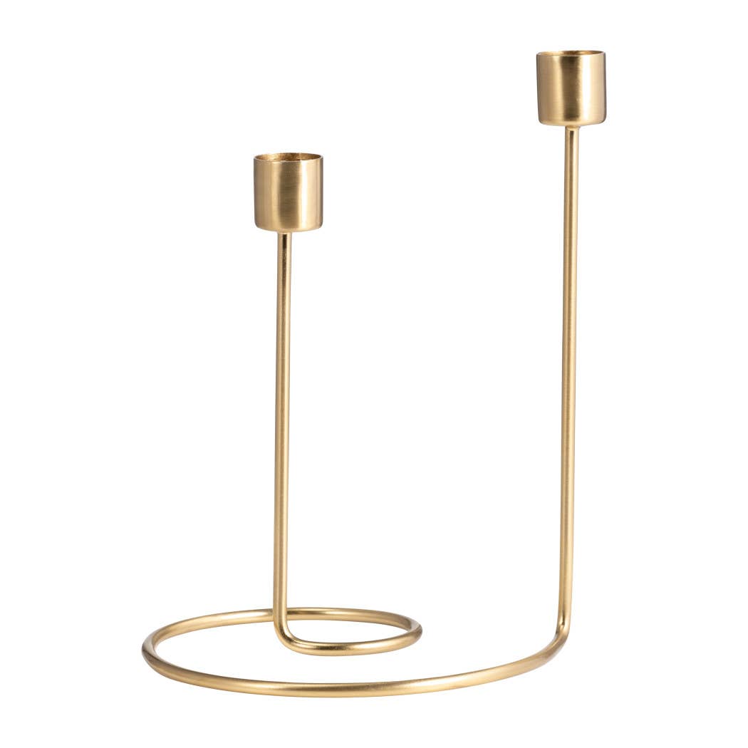 Metal Modern Open-Frame Dual Candle Holder - Gold, 8 in. - Decor Addict, LLC