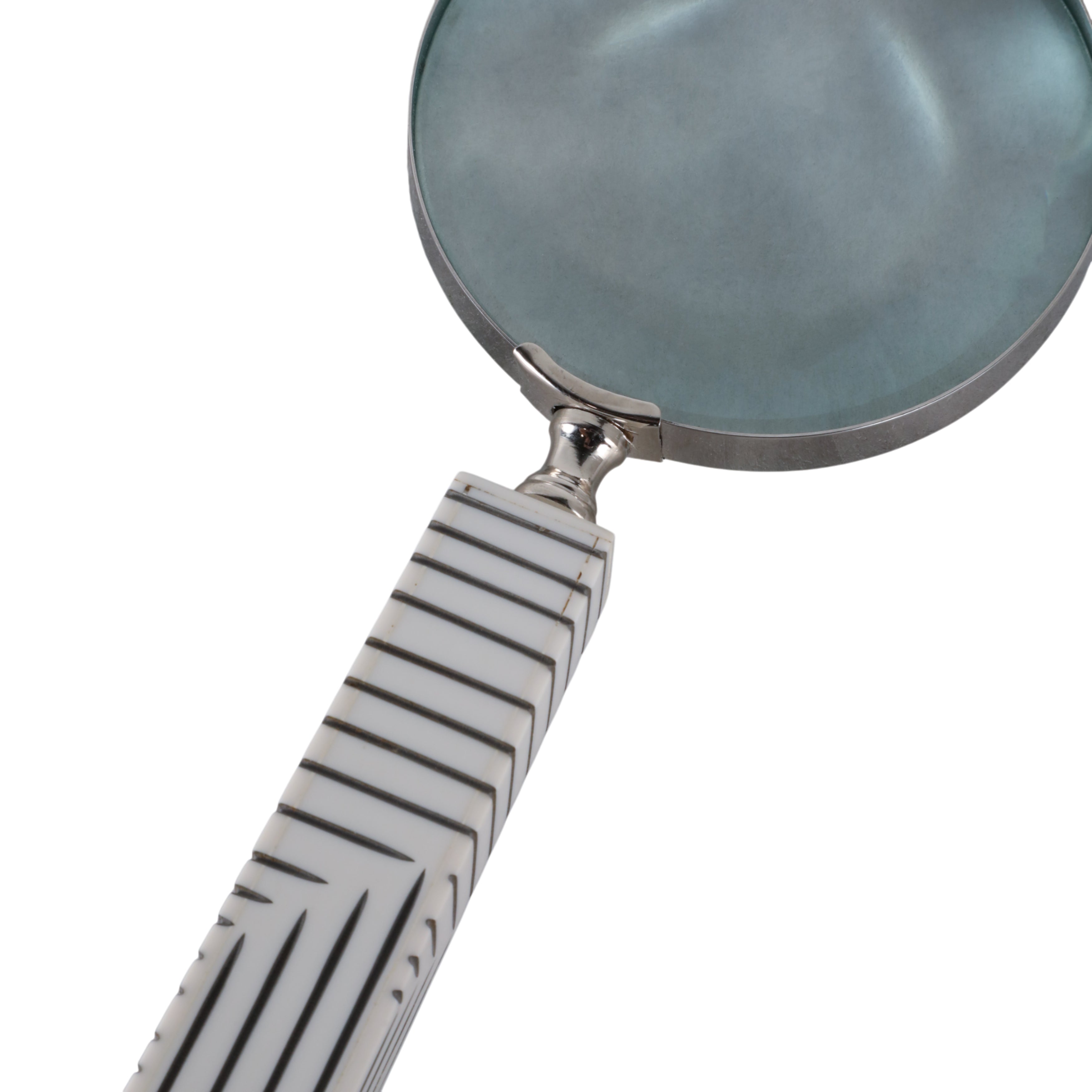 10x4" Lines Handle Magnifying Glass, White/ Black - Decor Addict, LLC