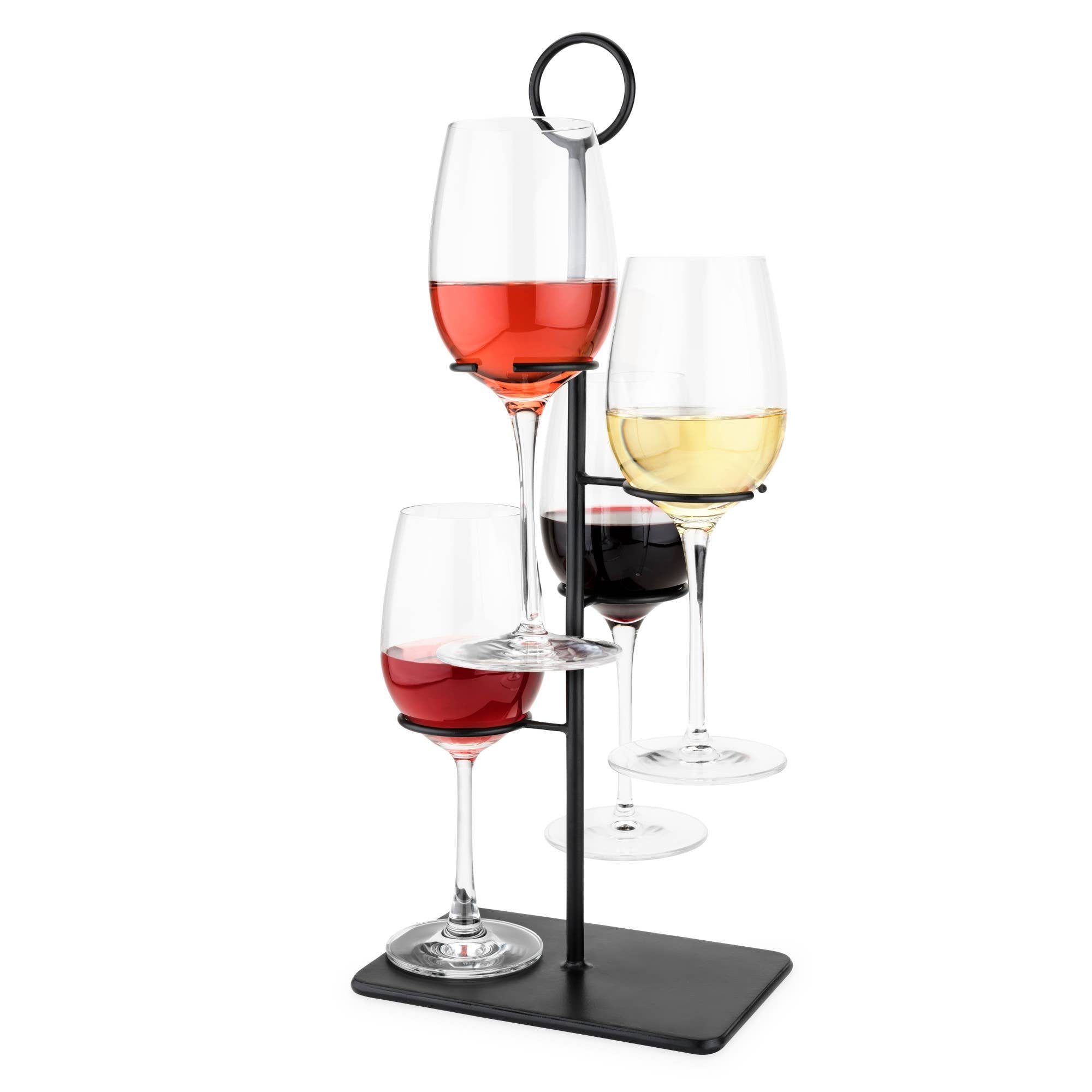 Hover Black Iron 4-Glass Vertical Wine Tasting Flight