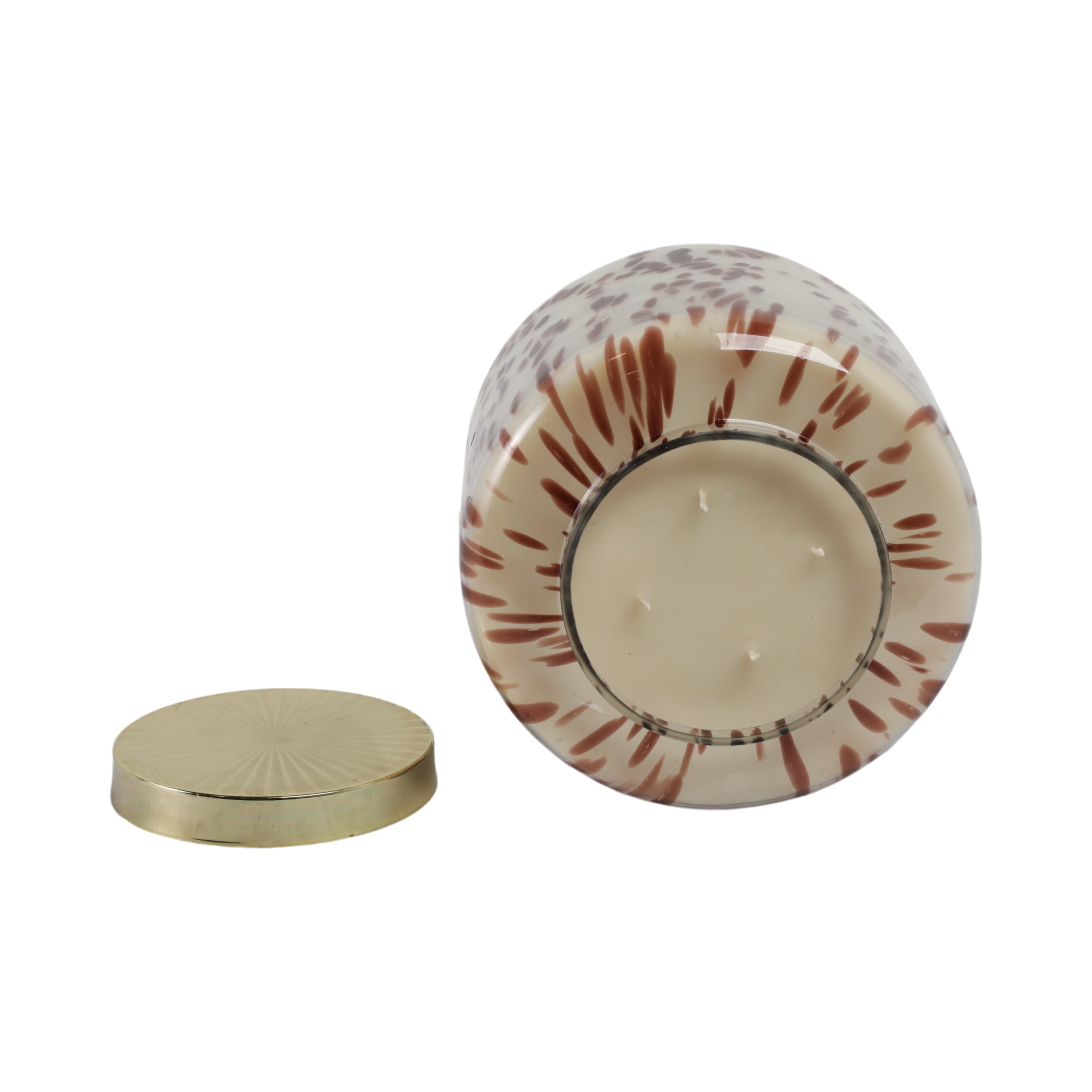 9" 180 Oz Cinnamon Speckle Lidded Candle, Brown/go - Decor Addict, LLC