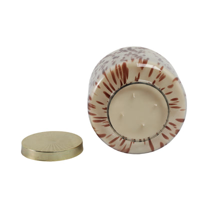 9" 180 Oz Cinnamon Speckle Lidded Candle, Brown/go - Decor Addict, LLC