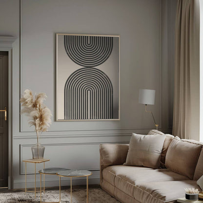 "Black Arch Line Art" Wall Art: Black Framed Textured Print / 48"H x 36 "W - Decor Addict, LLC