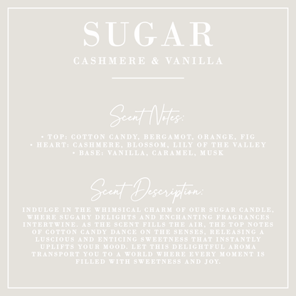 SUGAR | Cashmere + Vanilla Candle | Luxe Collection: 12 oz - Decor Addict, LLC