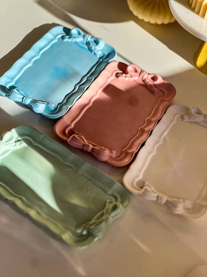 Elegant Rectangular Tray with Bow Handles: Olive Green - Decor Addict, LLC